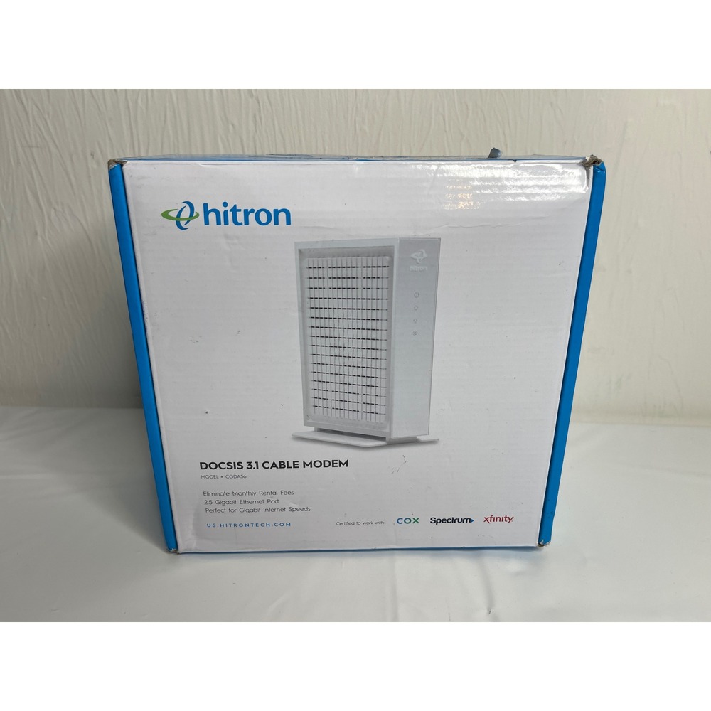 Hitron CODA56 DOCSIS 3.1 Cable Modem 2.5G Port White Xfinity Spectrum Cox